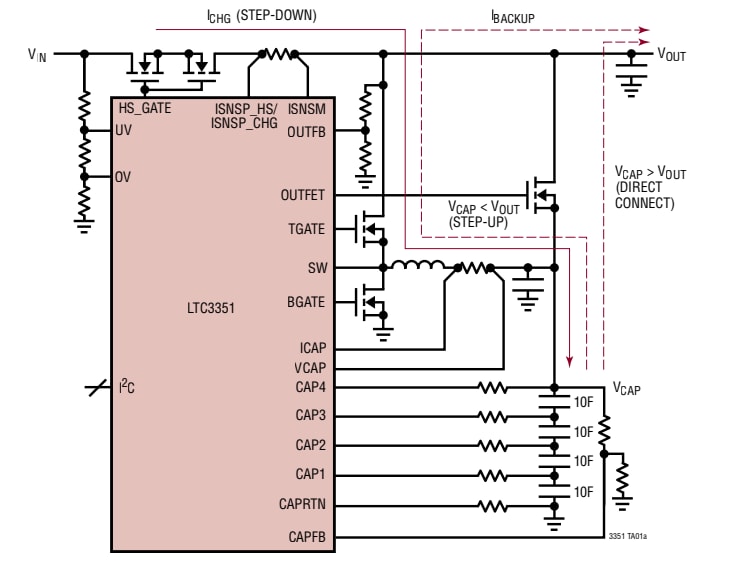 Application Circuit Diagram - Analog Devices Inc. LTC335x High Current Supercapacitor Chargers