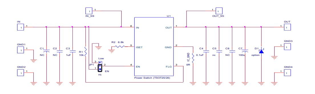 Schema - Diodes Incorporated Modulo di valutazione AP22615AWU-EVM