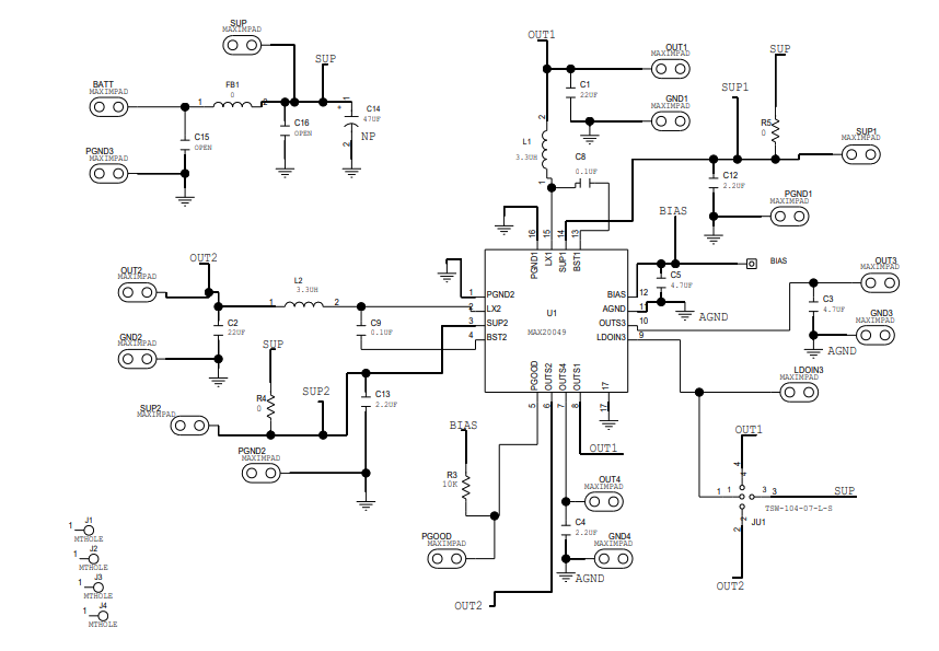 Schema - Analog Devices Inc. MAX20049EVKIT kit di valutazione