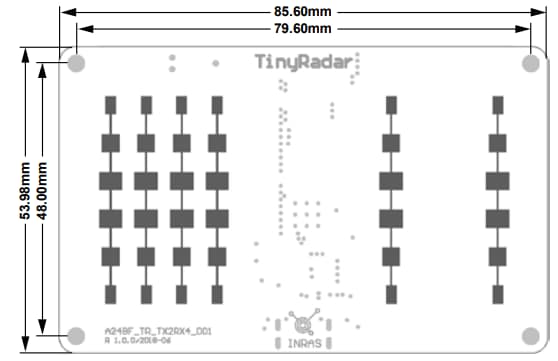 Disegno meccanico - Analog Devices Inc. Modulo di valutazione radar EV-TINYRAD24G Disegno meccanico - Analog Devices Inc. Modulo di valutazione radar EV-TINYRAD24G