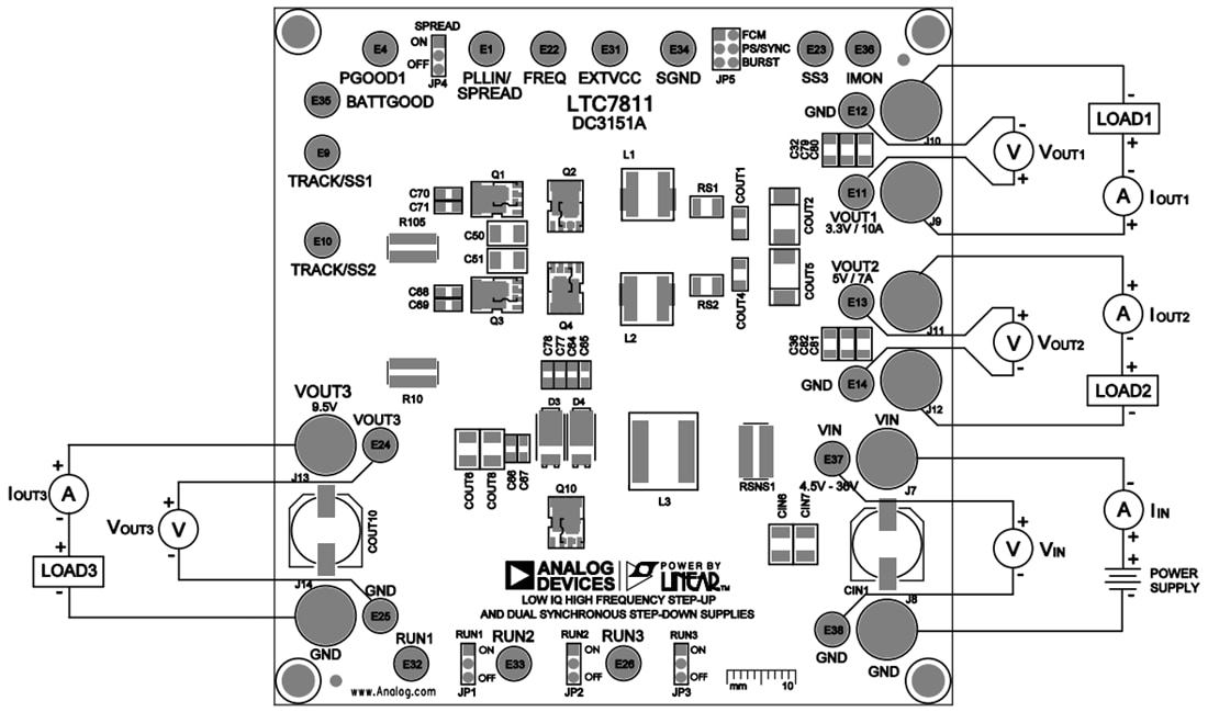 Disegno meccanico - Analog Devices Inc. Circuito dimostrativo DC3151A per LTC7811