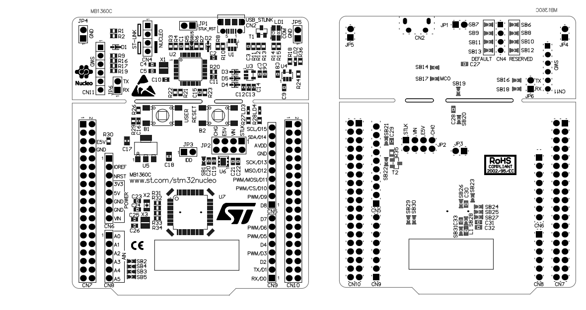 Disegno meccanico - STMicroelectronics Scheda di sviluppo NUCLEO-64 STM32 Nucleo-G0B1RE