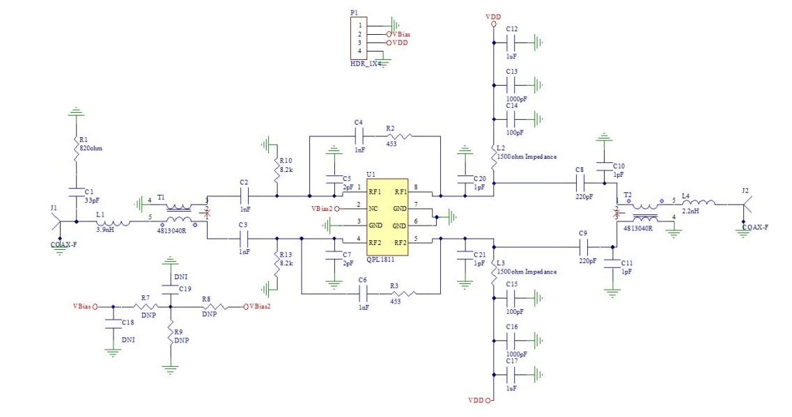 Schema - Qorvo Scheda di valutazione QPL1811EVB
