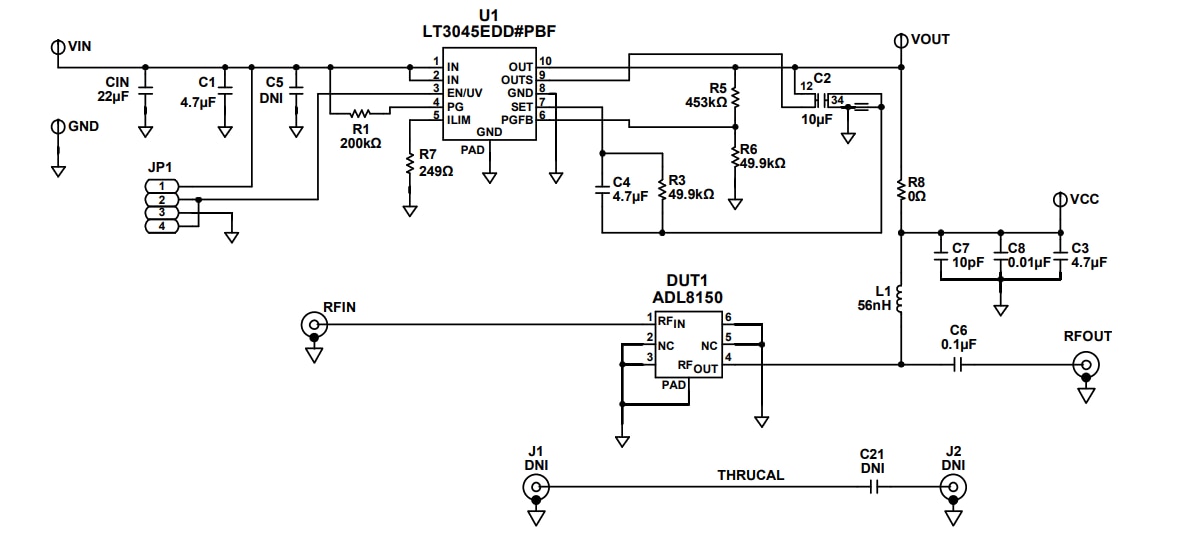 Schema - Analog Devices Inc. Scheda di valutazione ADL8150-EVALZ