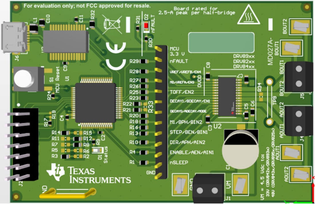 Disegno meccanico - Texas Instruments Modulo di valutazione driver motore DRV8256EEVM