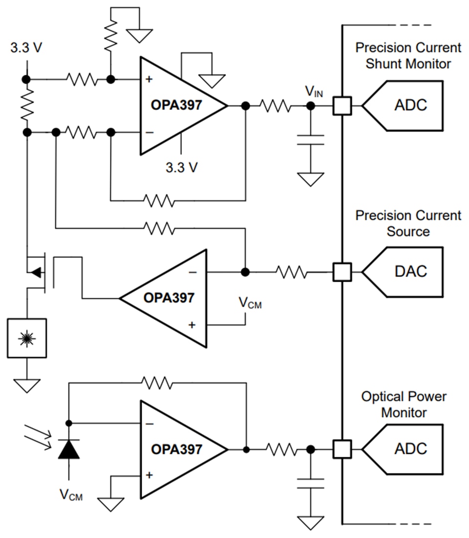 Schema di circuito di applicazione - Texas Instruments Amplificatori operazionali di e-trim™ OPAx397