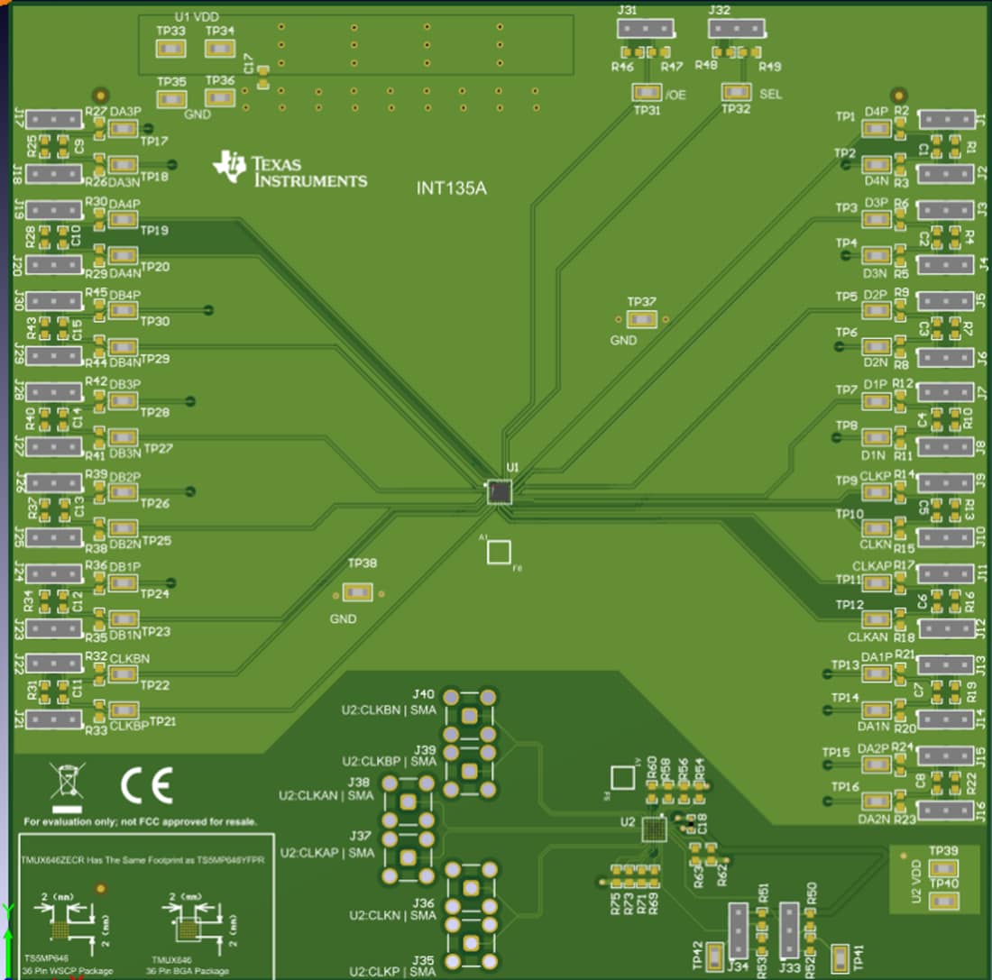 Disegno meccanico - Texas Instruments Modulo di valutazione degli interruttori (EVM) TMUX646EVM