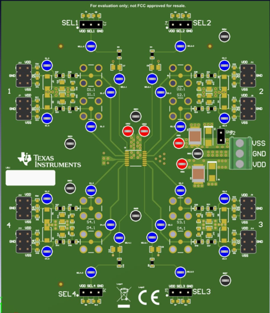 Disegno meccanico - Texas Instruments Modulo di valutazione (EVM) dell'interruttore TMUX721xEVM