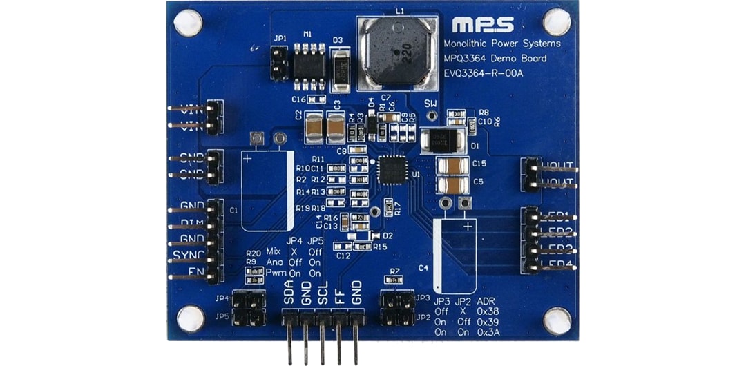 Monolithic Power Systems (MPS) EVQ3364-R-00A Evaluation Board Monolithic Power Systems (MPS) EVQ3364-R-00A Evaluation Board