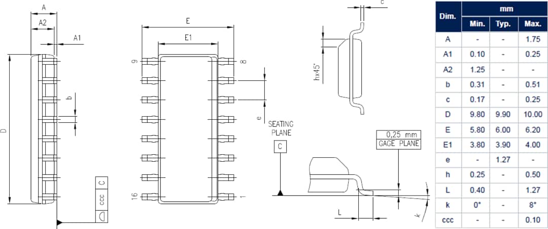 Disegno meccanico - STMicroelectronics Gate driver a mezzo ponte STDRIVEG600