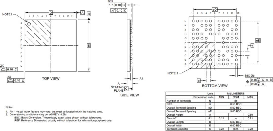 Disegno meccanico - Microchip Technology Controller touchscreen maXTouch® ATMXT640UD