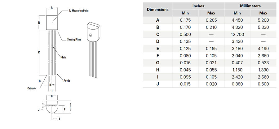 Littelfuse Tiristori SCR sensibili da 1,5 A EV Sx02xSx