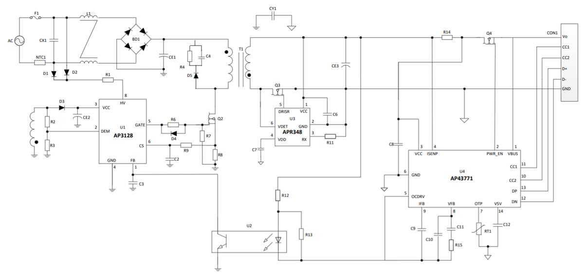 Schema di circuito di applicazione - Diodes Incorporated Controller PWM AP3128 Schema di circuito di applicazione - Diodes Incorporated Controller PWM AP3128