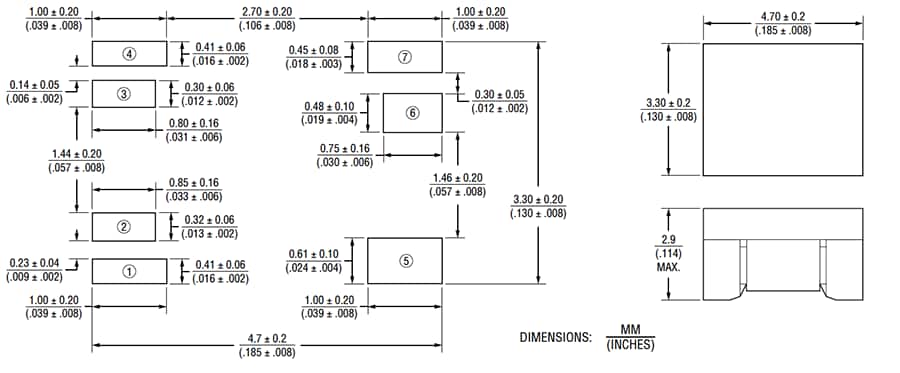 Disegno meccanico - Bourns Trasformatori Chip-LAN GbE SM453230-x1N7YP Disegno meccanico - Bourns Trasformatori Chip-LAN GbE SM453230-x1N7YP