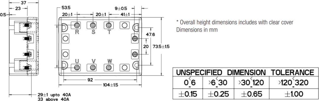 Disegno meccanico - TE Connectivity / Potter & Brumfield Relè Solid State trifase SSR3