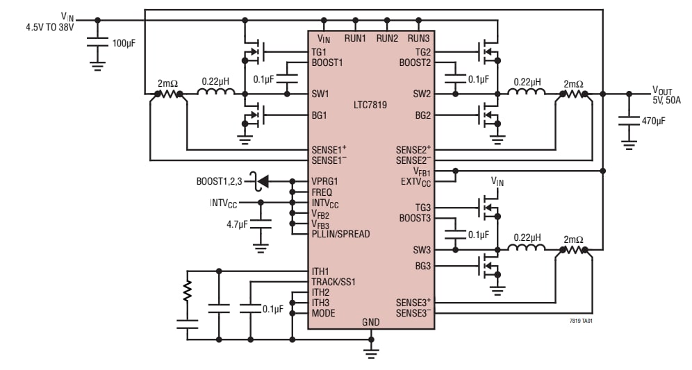 Schema di circuito di applicazione - Analog Devices Inc. Controller a step-down sincrono LTC7819