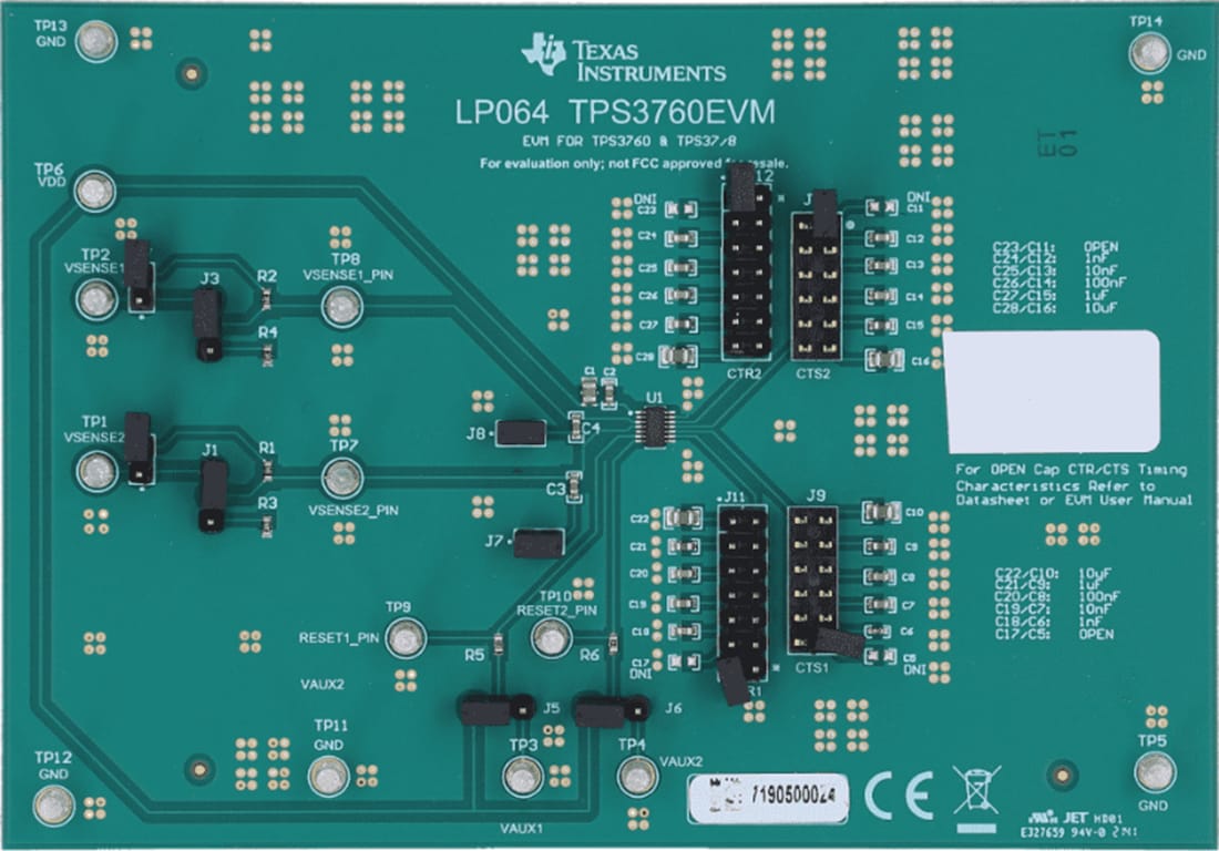 Disegno meccanico - Texas Instruments Modulo di valutazione del supervisore di tensione TPS3760EVM