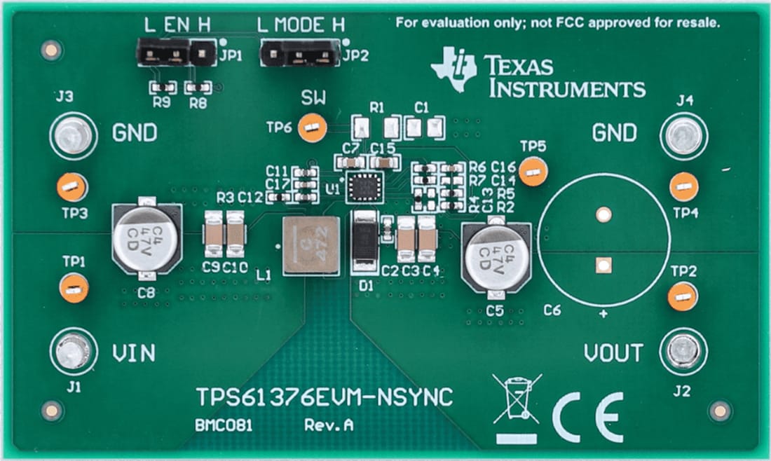 Disegno meccanico - Texas Instruments Modulo di valutazione del convertitore TPS61376EVM-NSYNC