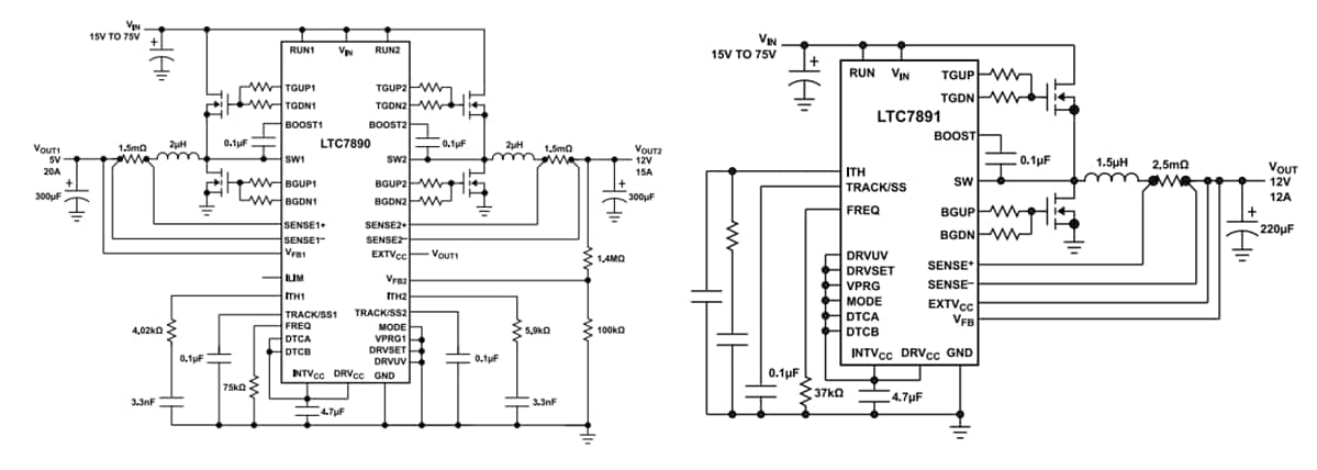 Schema di circuito di applicazione - Analog Devices Inc. Controller step-down sincroni LTC7890/1 Schema di circuito di applicazione - Analog Devices Inc. Controller step-down sincroni LTC7890/1