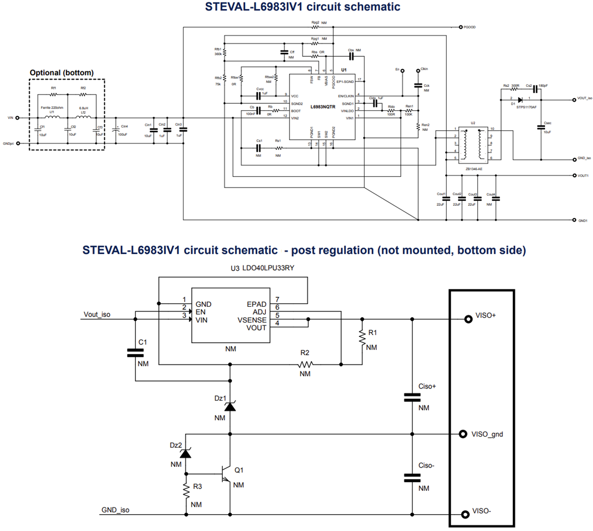 Schema - STMicroelectronics Scheda di valutazione Iso-Buck sincrona STEVAL-L6983IV1