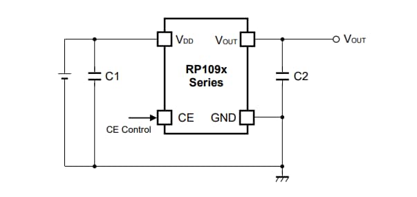Application Circuit Diagram - Nisshinbo RP109x LDO Voltage Regulators