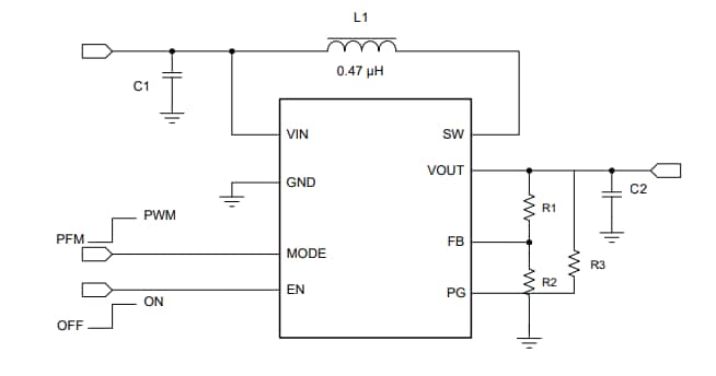 Schema di circuito di applicazione - Texas Instruments Convertitore boost sincrono TPS61033x/TPS61033x-Q1