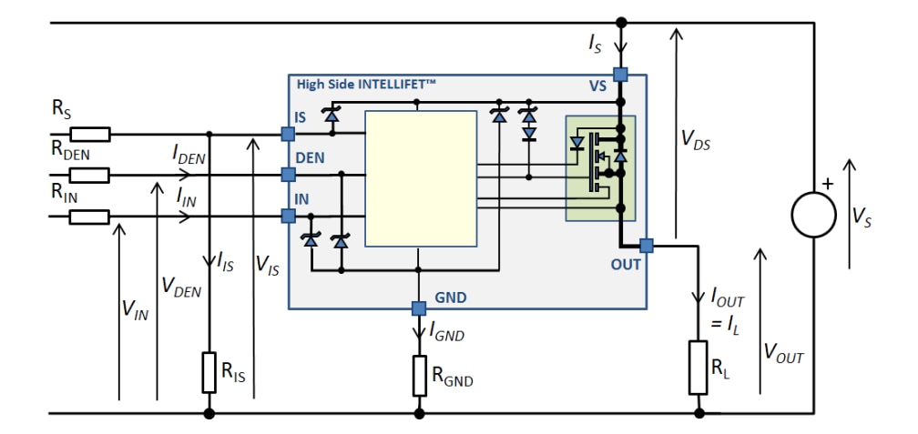 Schema di circuito di applicazione - Diodes Incorporated Interruttore di alimentazione a monte IntelliFET® ZXMS81045SP