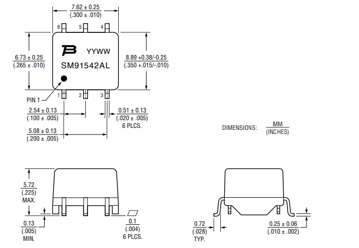 Disegno meccanico - Bourns Trasformatore BMS SM91542AL