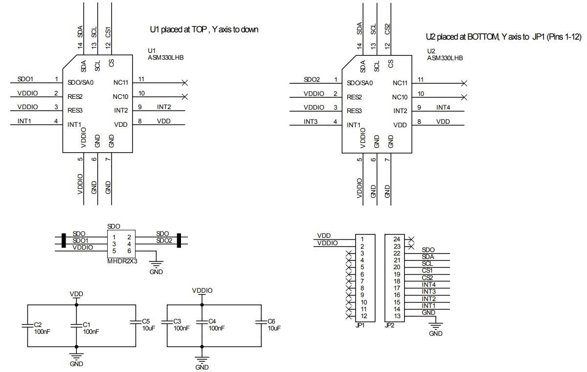 Schema - STMicroelectronics Scheda adattatore STEVAL-MKI236A 2xASM330LHB