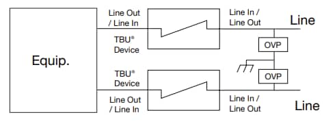 Schema di circuito di applicazione - Bourns Protezioni ad alta velocità TBU-CA-Q TBU®