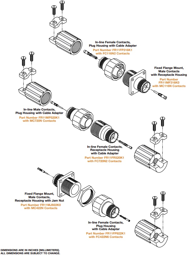 Disegno meccanico - Positronic Connettori circolari Front Runner