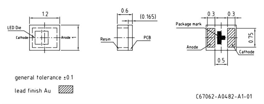 Disegno meccanico - ams OSRAM Chip LED ams OSRAM CT ELLN51.14