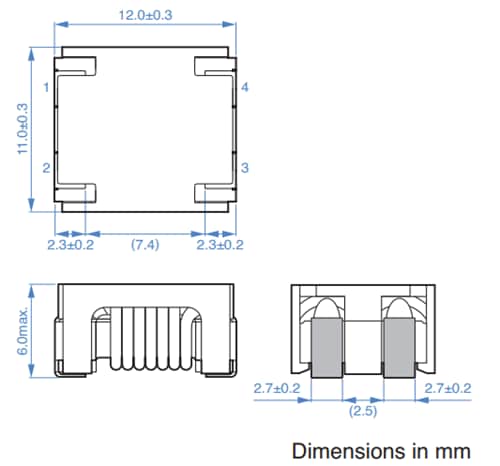 Disegno meccanico - TDK Bobina di arresto di modo comune ACM12V-TL05