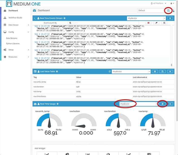 Real Time Gauge Widgets Added to Dashboard