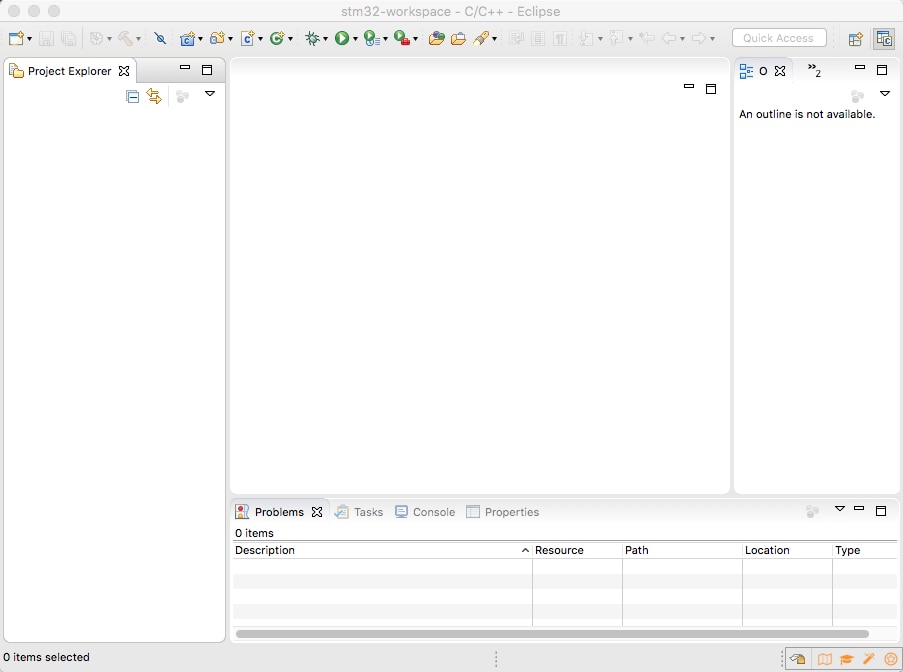Blank Main IDE Workbench Screen without files