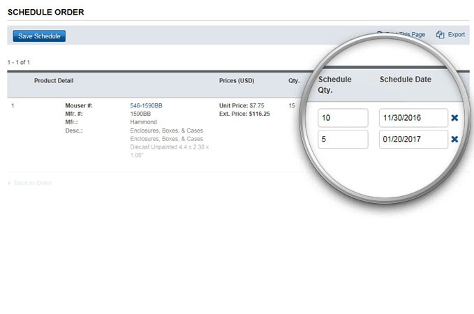Modifica di un programma nella cronologia degli ordini.
